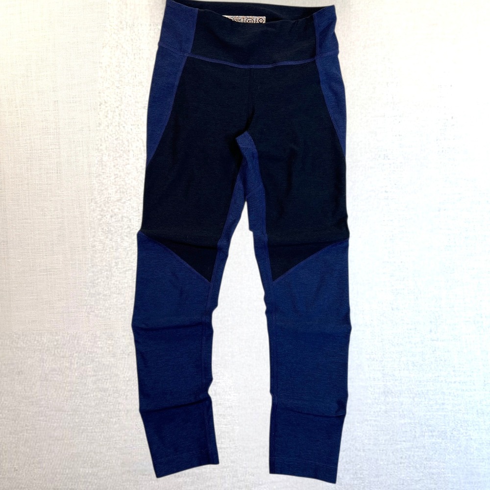 Outdoor Voices Womens XS Leggings Blue Black Two Tone COLORBLOCK High Rise GUC